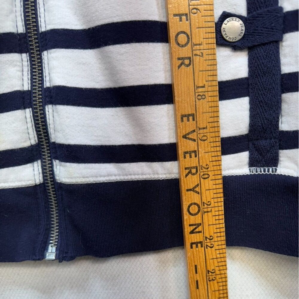 Lauren Ralph Lauren Womens Zip-Up Hoodie Jacket Sze M Navy White Striped Zip Up - Picture 6 of 10
